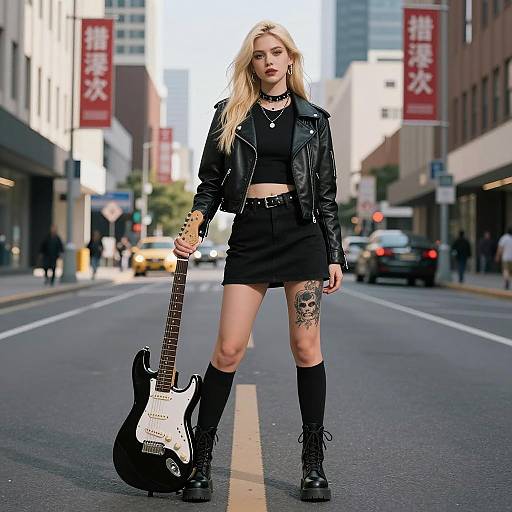 Punk Rock Girl in Urban Costume