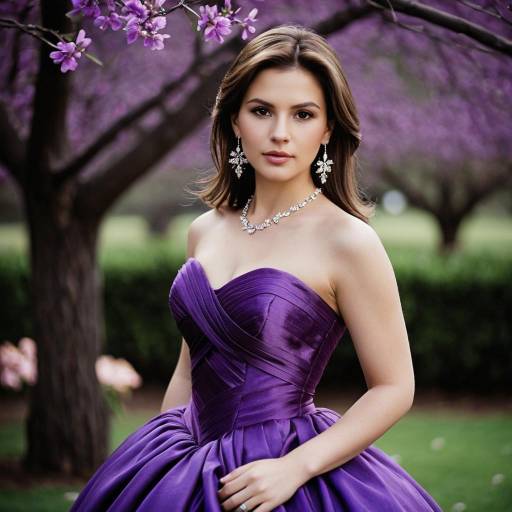 Elegant Girl in a Purple Ball Gown