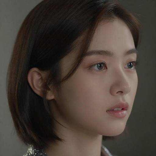 Close-up Portrait of Young Woman with Blue Eyes