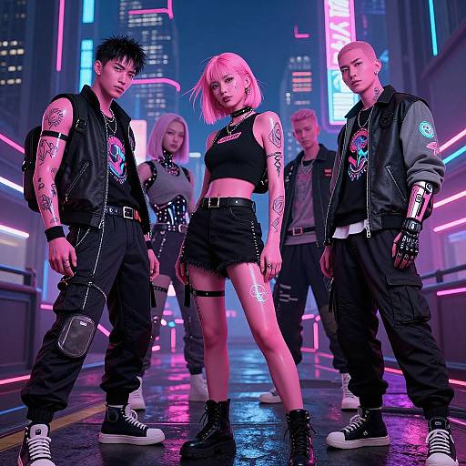 Vibrant Cyberpunk Pink Characters