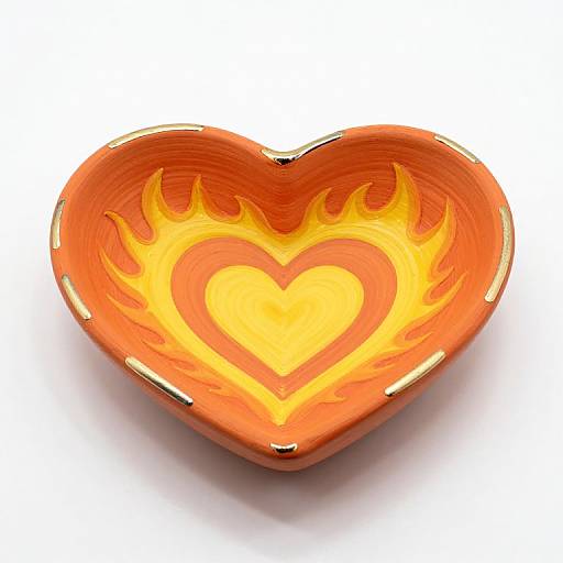 Heart-shaped Clay Bowl with Flame Design