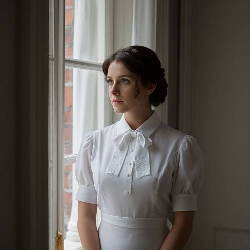 Elegant Historical Housekeeper by Window