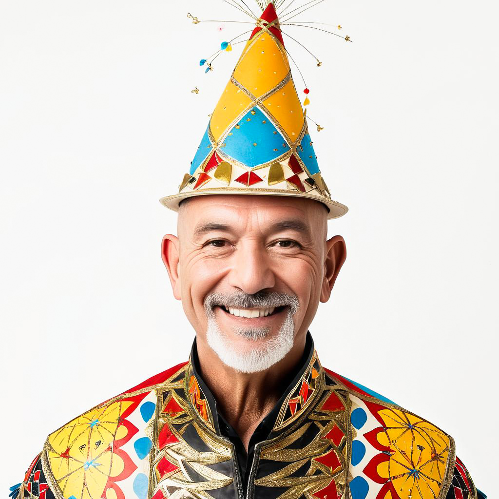 Cheerful Older Man in Festival Costume