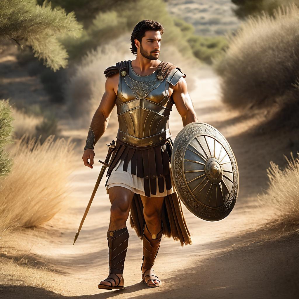 Handsome Greek Warrior in Nature