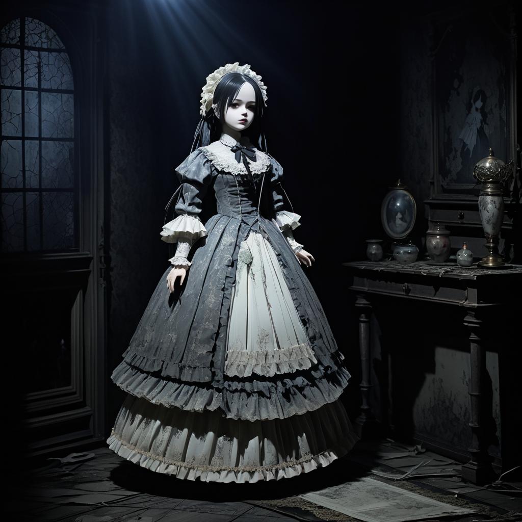 Haunted Doll in Creepy Victorian Setting