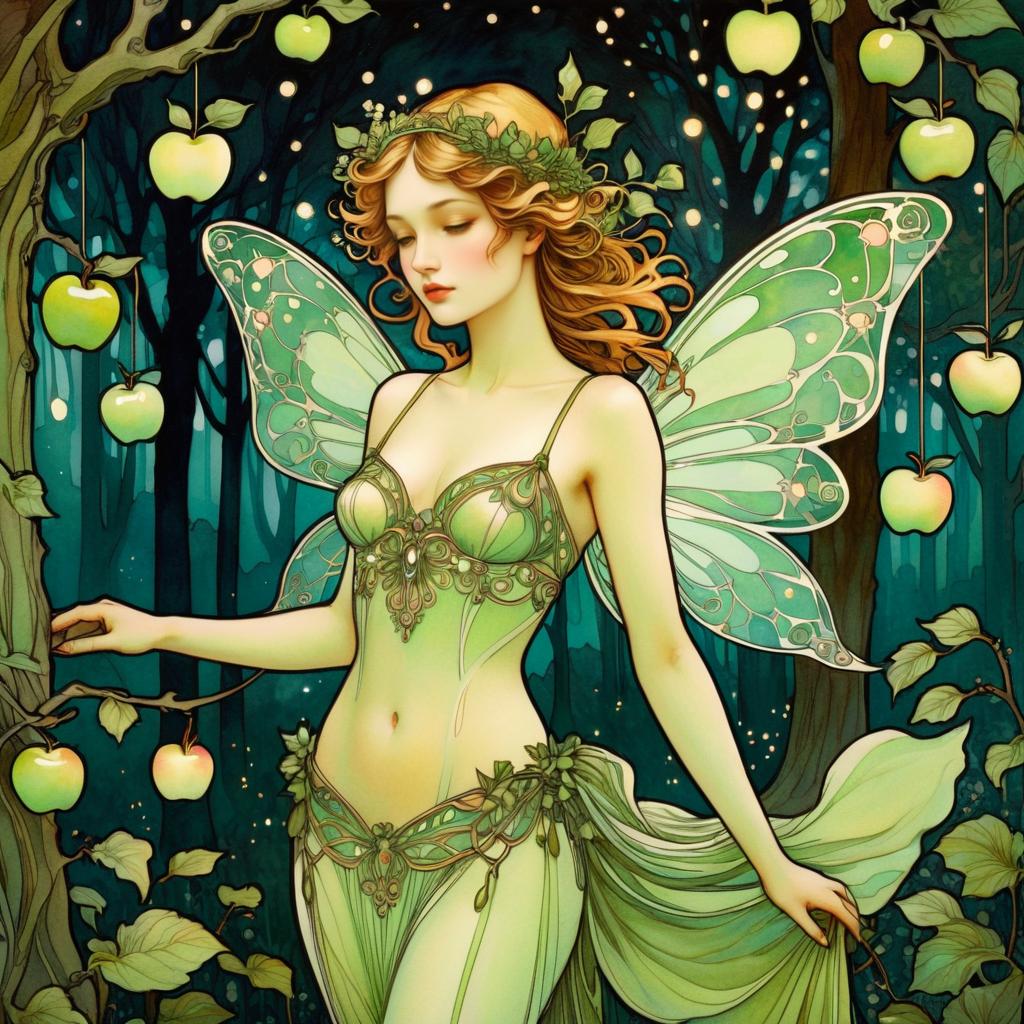 Enchanted Apple Tree Nymph in Forest Glade