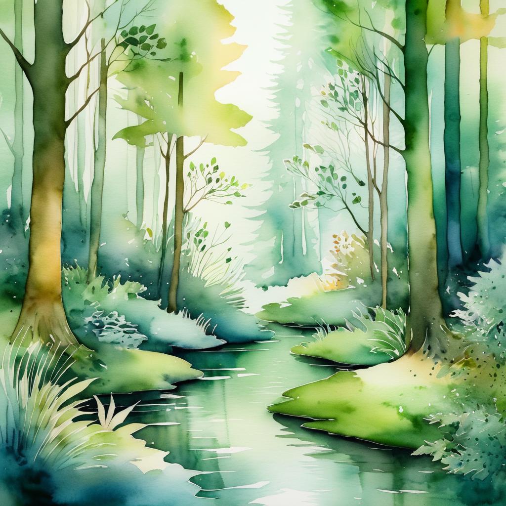 Surreal Watercolor Forest by Beatrix Potter