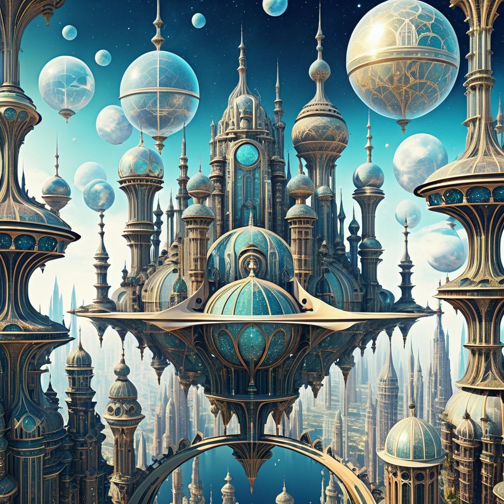 Futuristic Floating City in the Sky