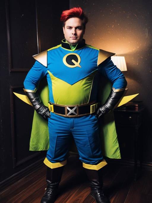 Realistic Man in Captain Qwark Costume