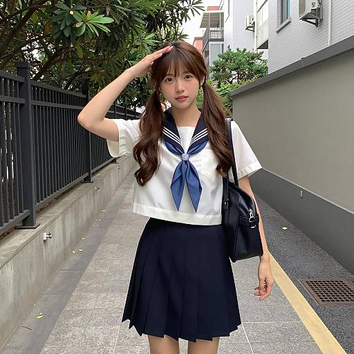 Japanese Schoolgirl in Urban Setting