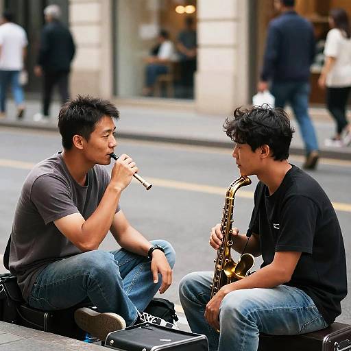 Busking Ensemble in Thoughtful Musical Dialogue