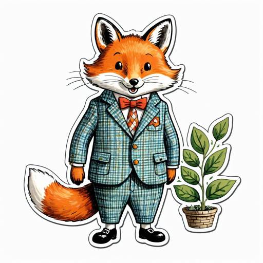 Anthropomorphic Fox in Tweed Suit Sticker