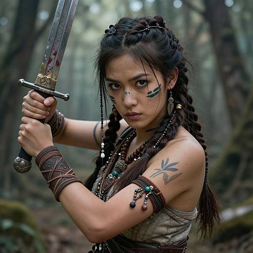 Young Female Tribal Warrior Portrait