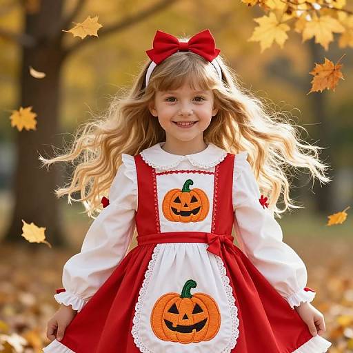 Cheerful Girl in Autumnal Dress