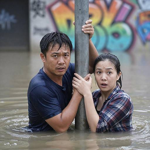 Survival in Flood: A Captivating Moment