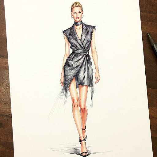 Photorealistic Penny Lane Fashion Drawing