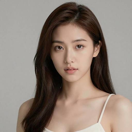 Portrait of Asian Woman with Long Brown Hair