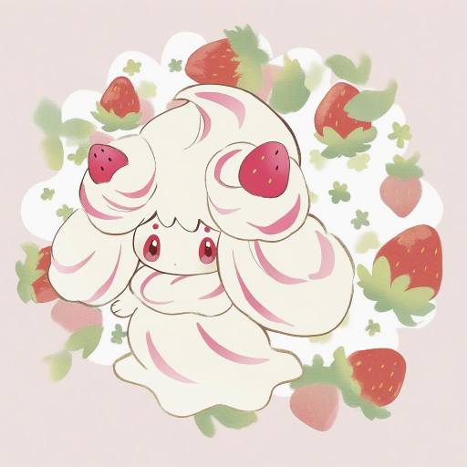 Illustration of Alcremie (strawberry sweet), pokemon in the style of Ayu (mog)