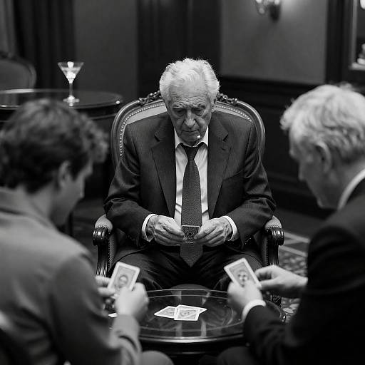 Intense Card Game in Dim Light