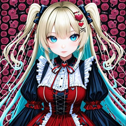 Illustration of Akai haato (gothic lolita), hololive in the style of Goto p