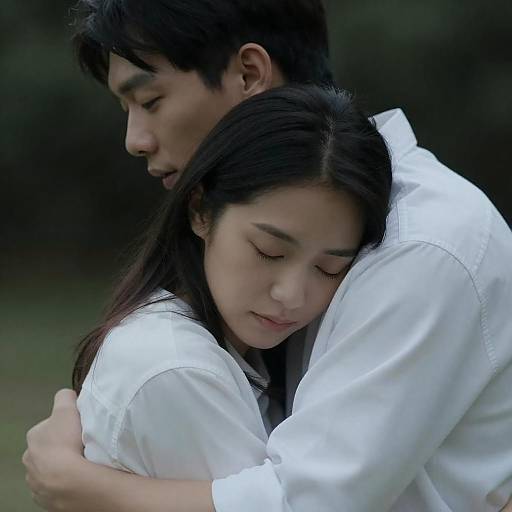 Emotional Embrace of Asian Couple