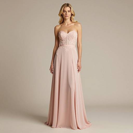 Woman in Pink Strapless Evening Dress