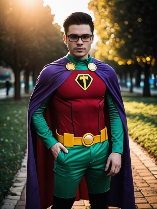 Man in Robin Teen Titans GO Cosplay Costume