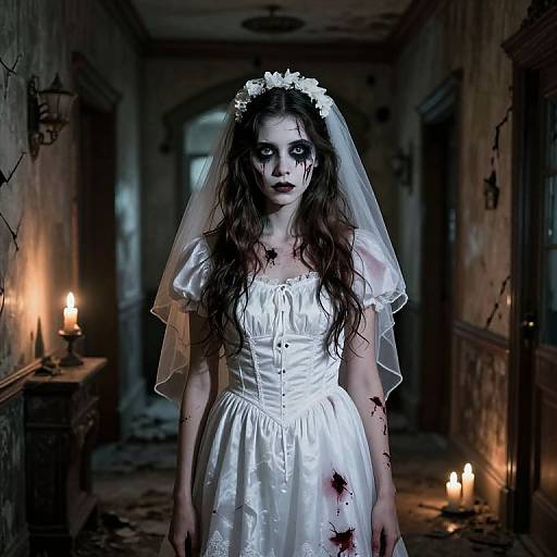 Photorealistic Zombie Bride in Haunted Mansion