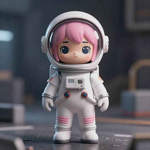 Chibi Pink-Haired Astronaut in Spacesuit