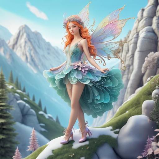 Whimsical Fairy in Mountain Landscape