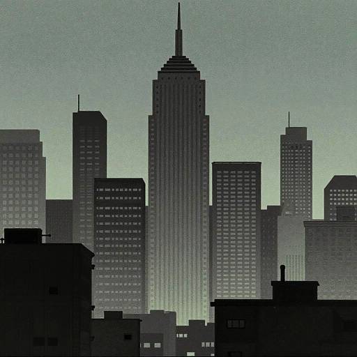 Retro Film Noir Cityscape Drawing