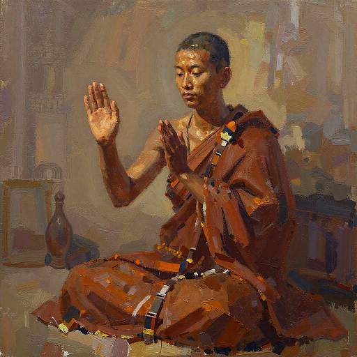 Ancient Temple Priest Ritual Painting