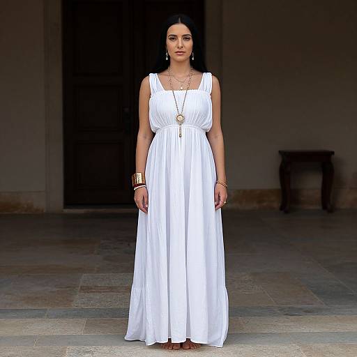 Realistic Grecian Woman in White Dress