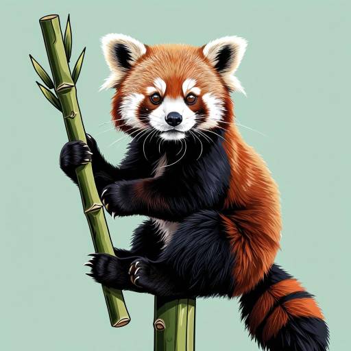 Curious Red Panda with Bamboo