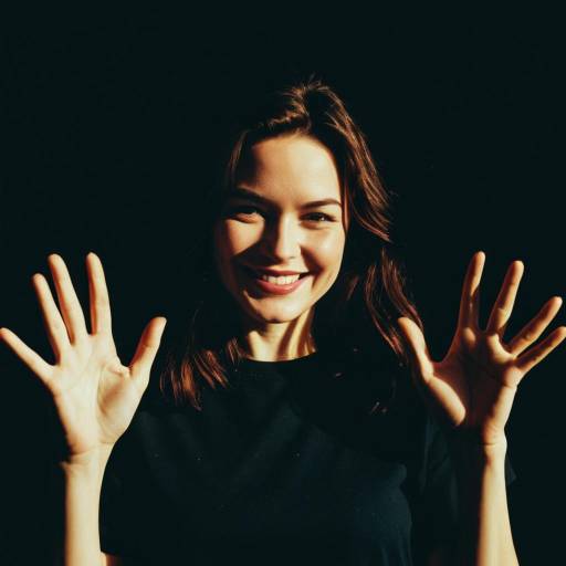 Smirking Woman with Shadowy Hands