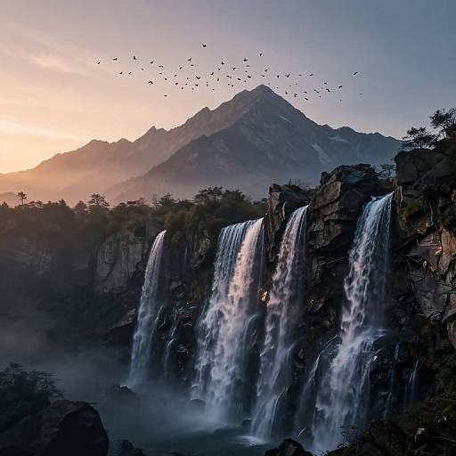 Mountain Flock Waterfalls at Dusk