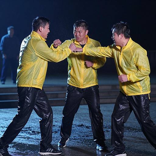 Dynamic Night Fight in Yellow Jackets