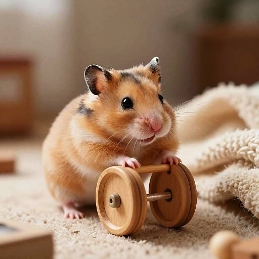 Cute Tiny Hamster Playing Illustration