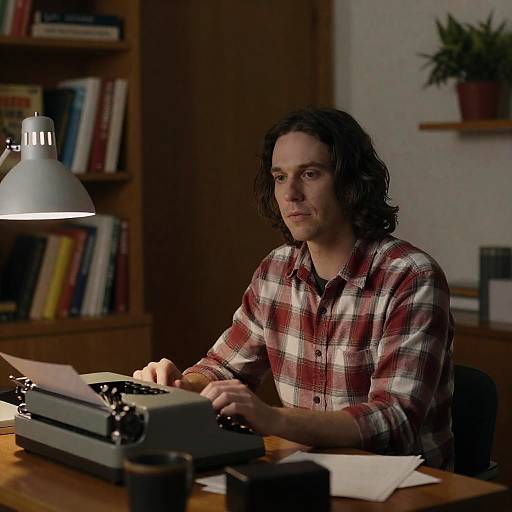 Man Typing on Vintage Typewriter