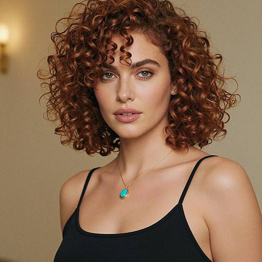 Portrait of Woman with Curly Auburn Hair