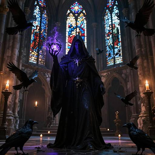 Shadow Sorcerer in Gothic Cathedral
