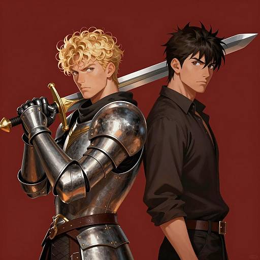 Intense Duelers in Metallic Armor