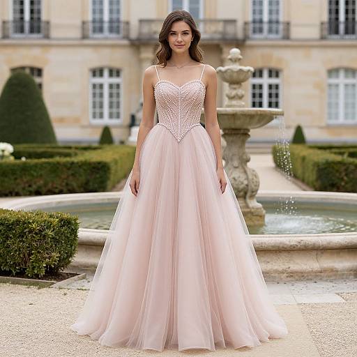 Elegant Pink Princess Dress with Beadwork