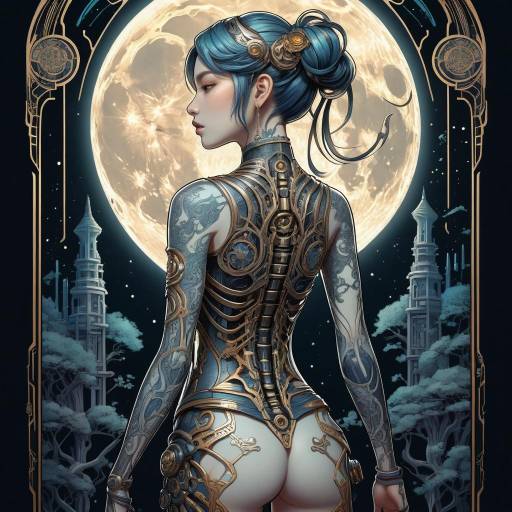Anime Character with Biomechanical Tattoo