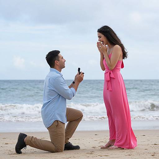 Romantic Beachside Proposal Moment