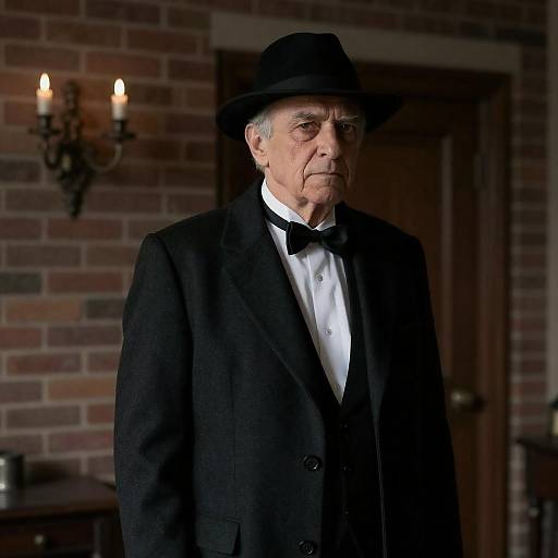 Sophisticated Elder in Dimly Lit Room