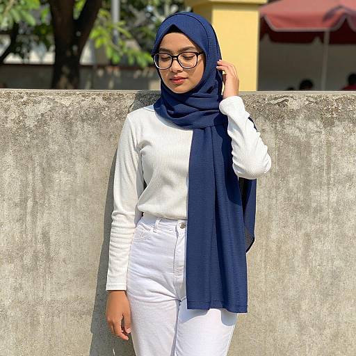 Young Woman in Blue Hijab Portrait