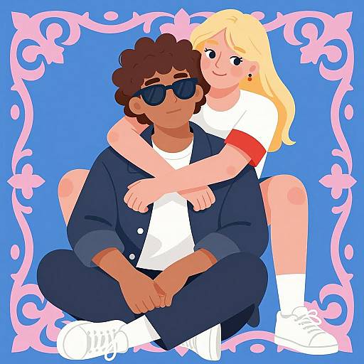 Vibrant Illustration of Two Friends