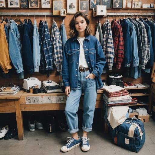 Woman in 90s Retro Denim Outfit
