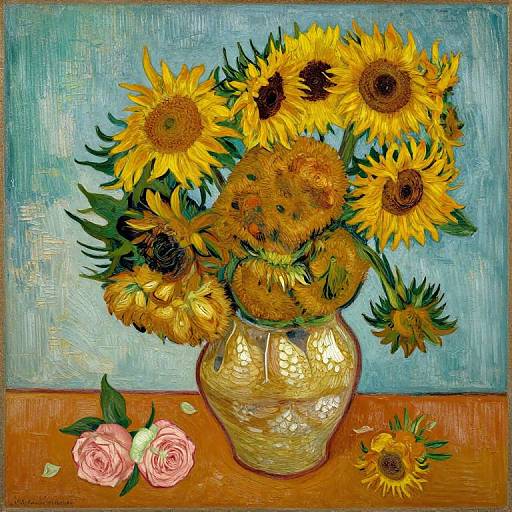 Still Life with Roses and Sunflowers